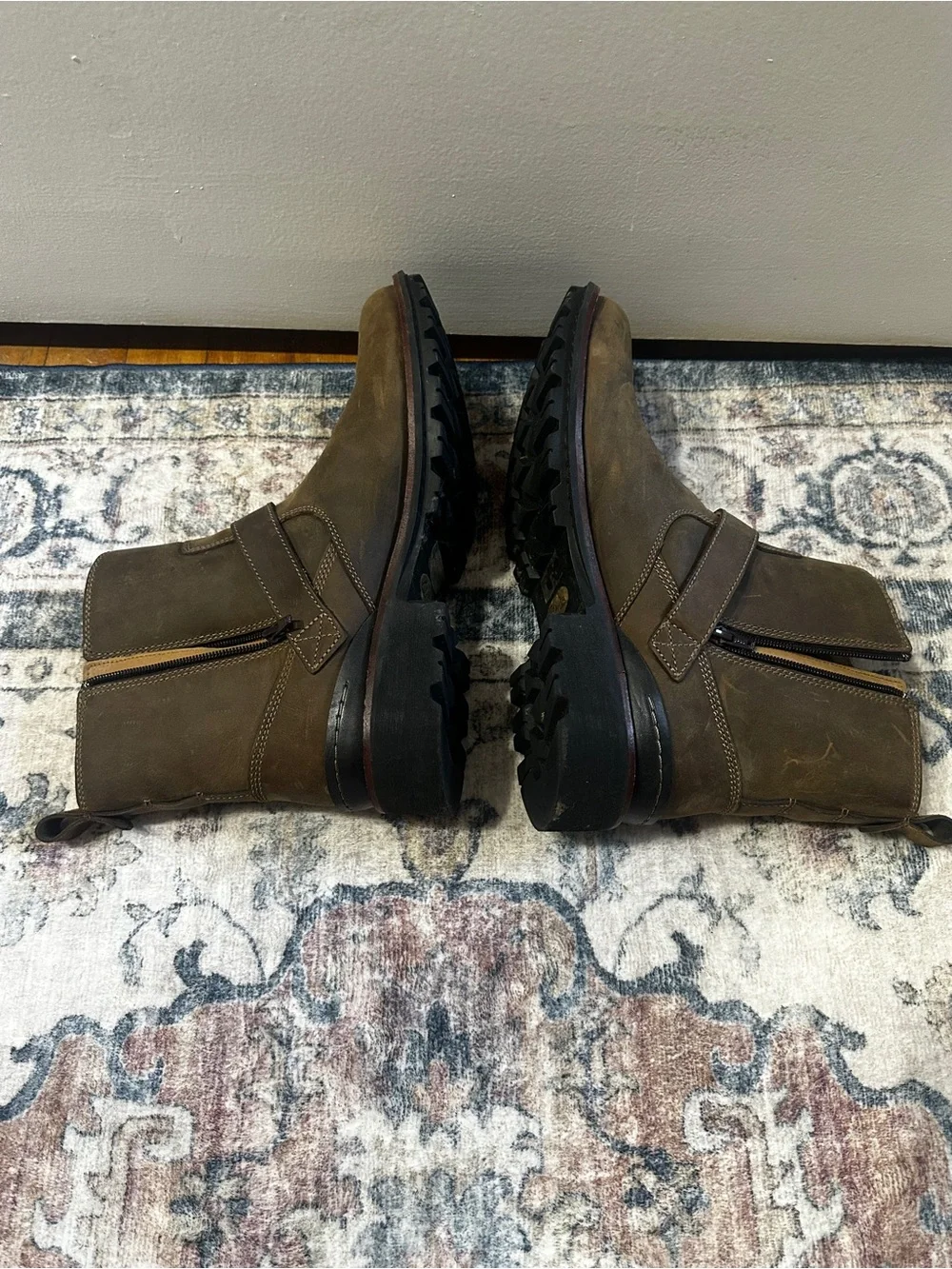 Clarks Men's Brown Leather Ankle Biker Boots Zip Closure Buckle US 11 M